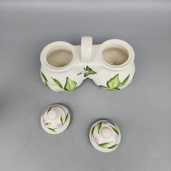 Designpac Inc. - Hand painted Double Condiment Dish Jar - Jelly / Jam / Sugar - Picture 2 of 5
